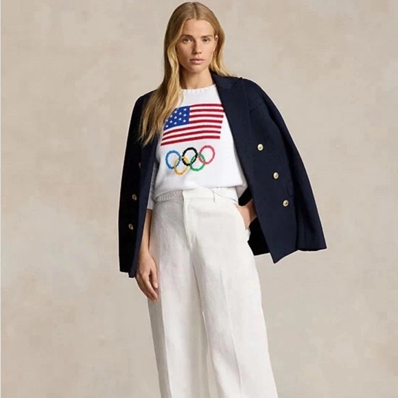 NWT Polo Ralph Lauren Women's Team USA Knit Crewneck Sweater White $398 Size XS - Picture 3 of 6